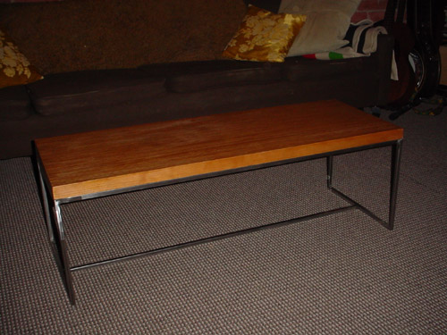 View of coffee table, custom metal fabrication. View of coffee table, custom metal fabrication.